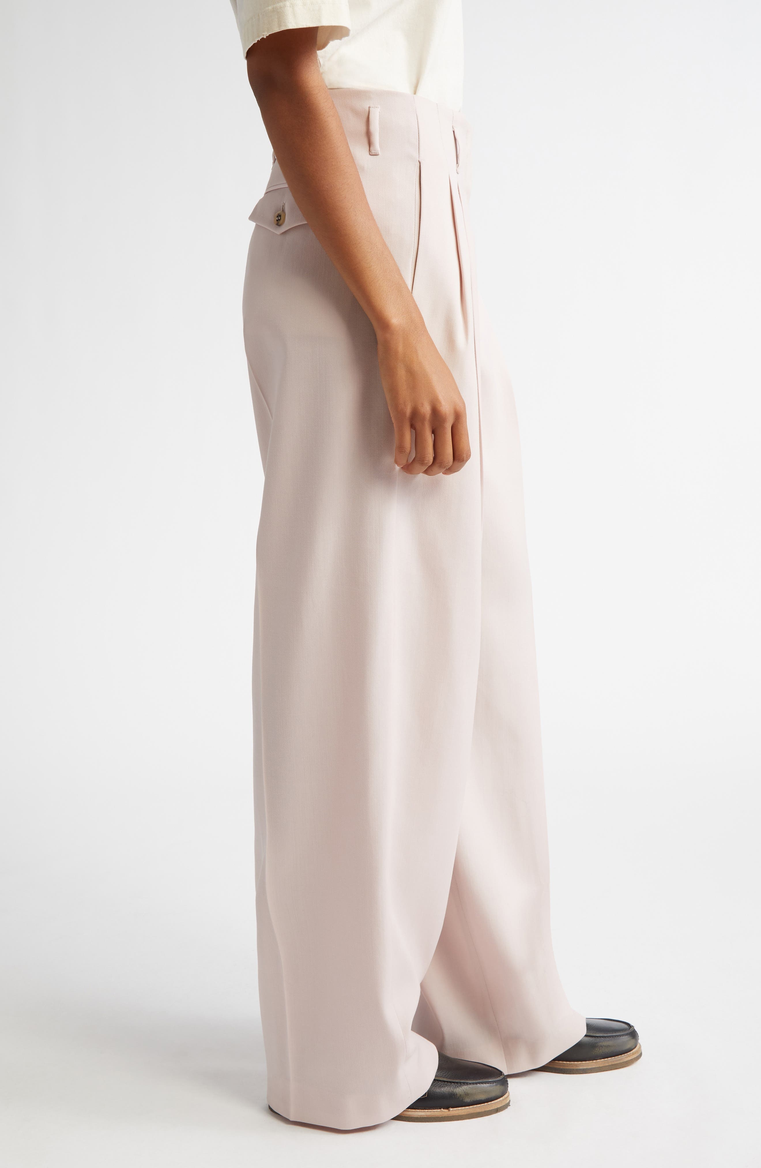Golden Goose Pleated Hollywood Waist Pants in Shadow Gray at Nordstrom - 4