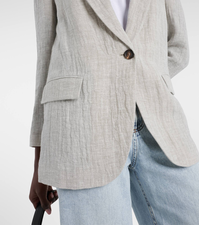 Oversized V-neck linen-blend blazer 5