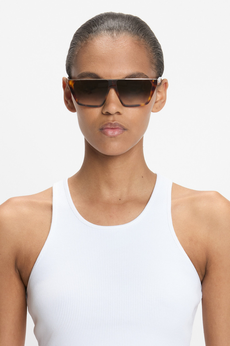 Victoria Beckham Flat Top Visor Sunglasses In Tortoise outlook