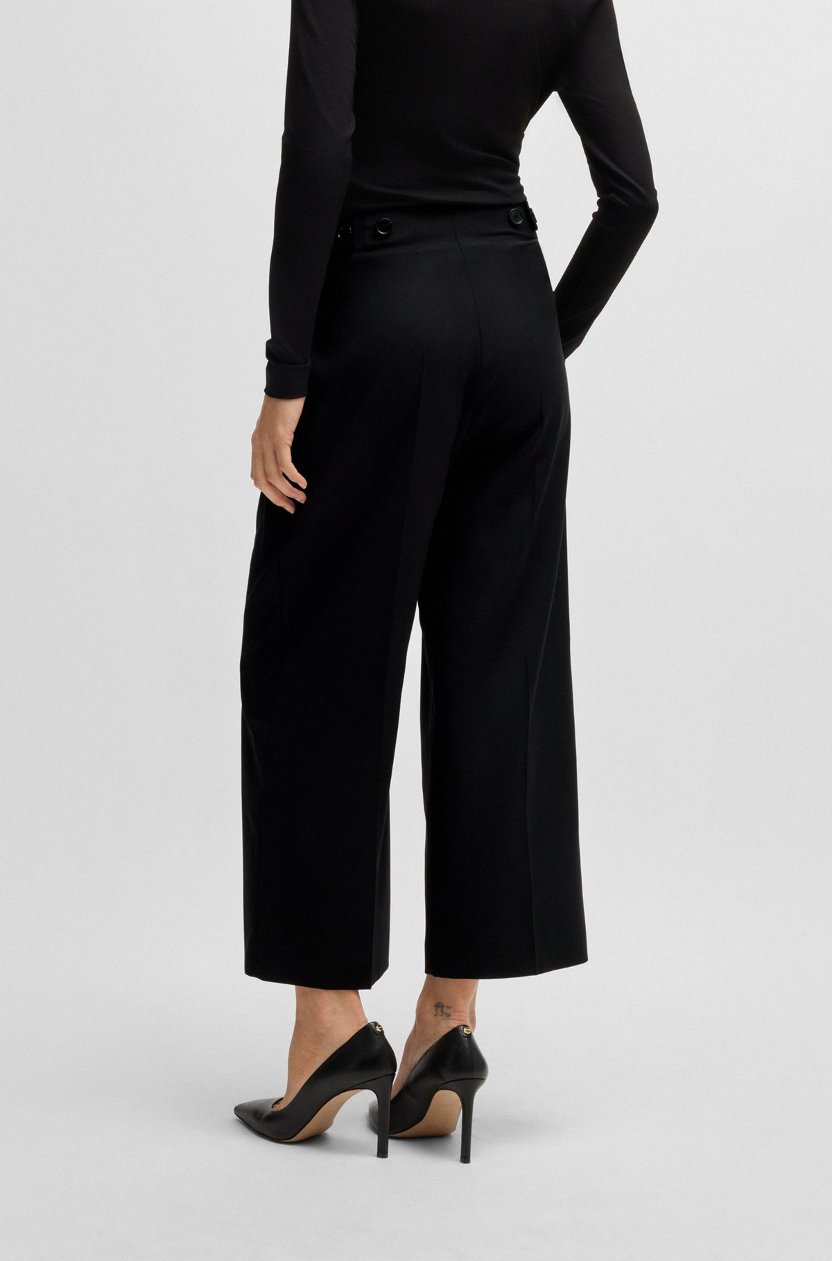 REGULAR-FIT HIGH-WAISTED TROUSERS IN WOOL - 4