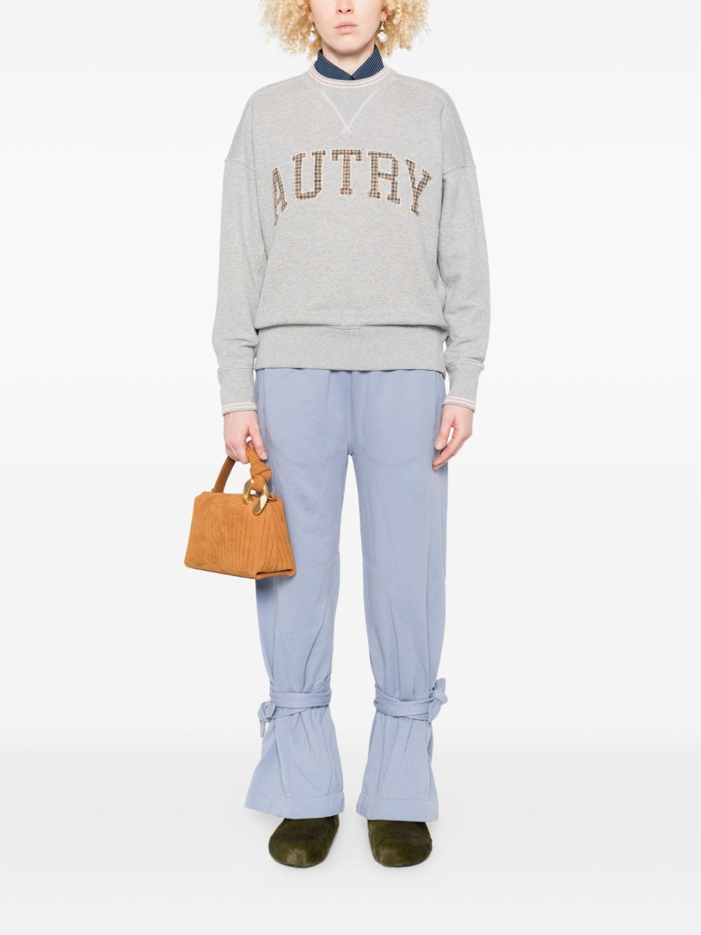 check-pattern embroidered sweatshirt - 2