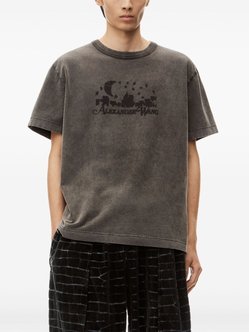 ALEXANDER WANG Unisex Distressed Skyline Logo Graphic Tee - 1