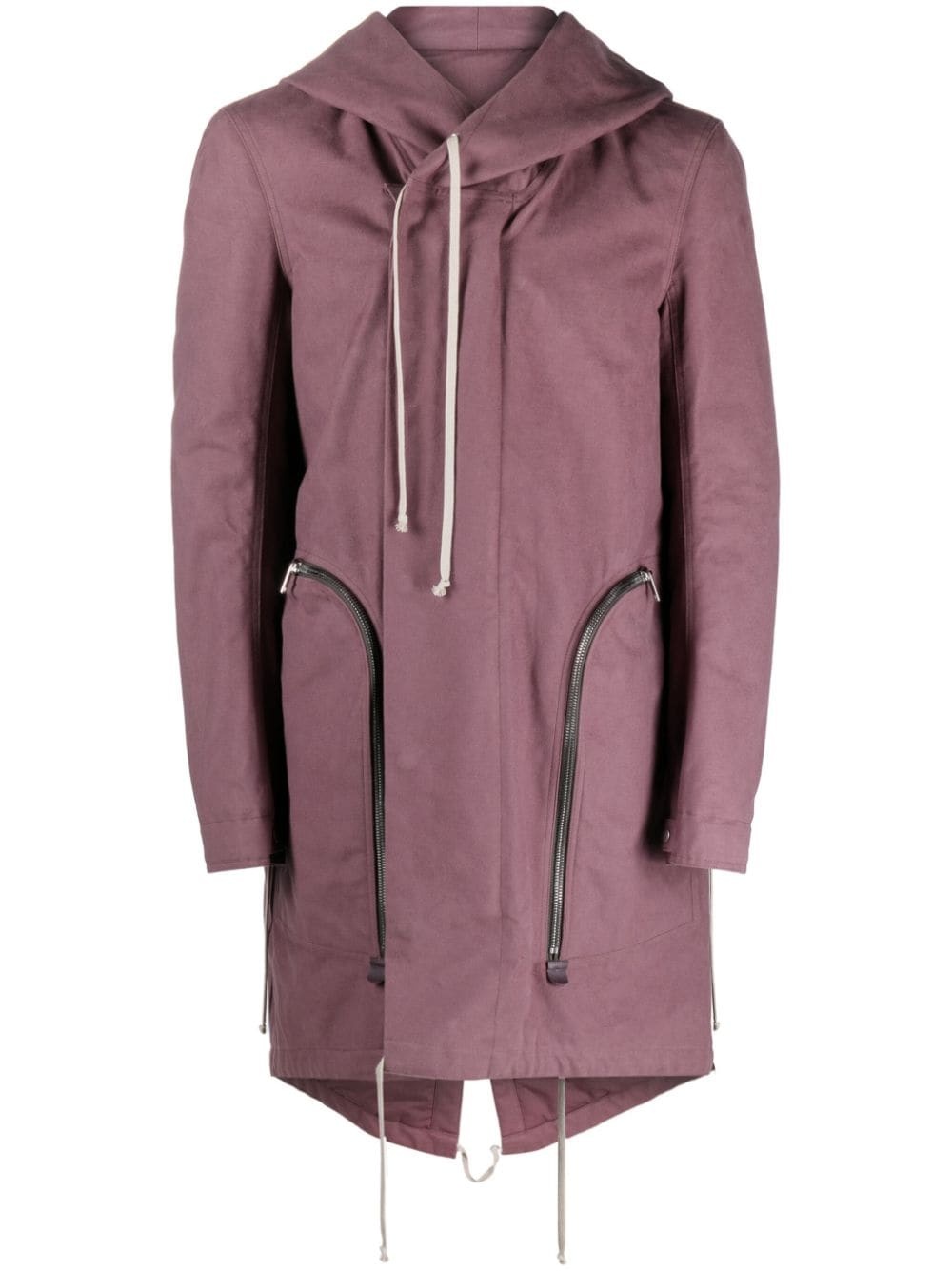 drawstring-waist hooded parka - 1