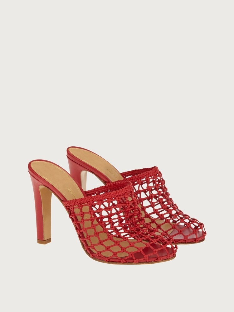 WOVEN HIGH HEEL MULE - 5