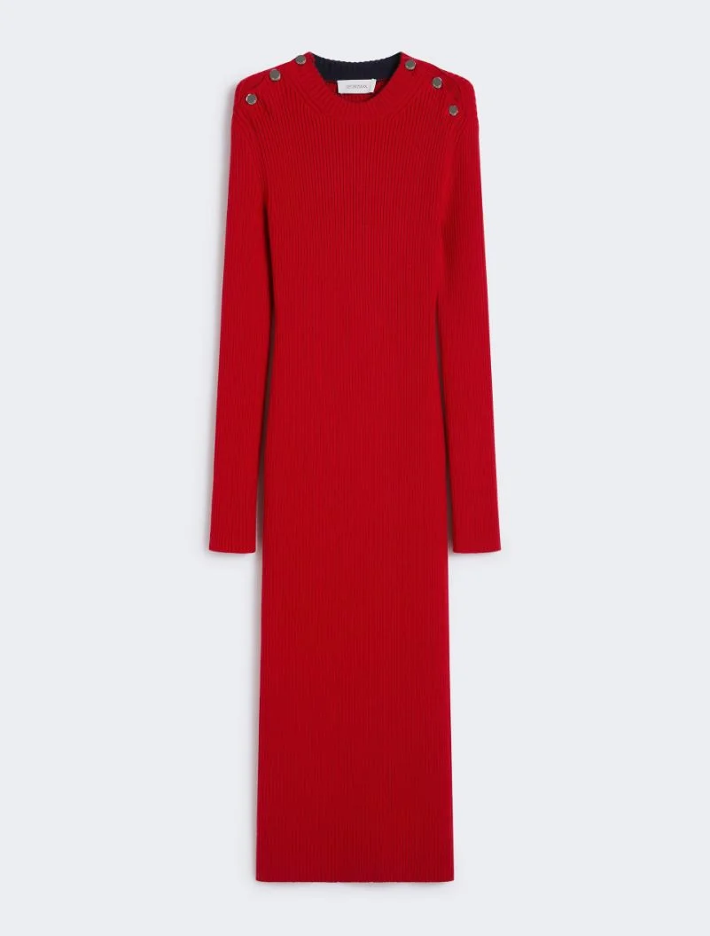 Pure wool knit dress - RED - 1
