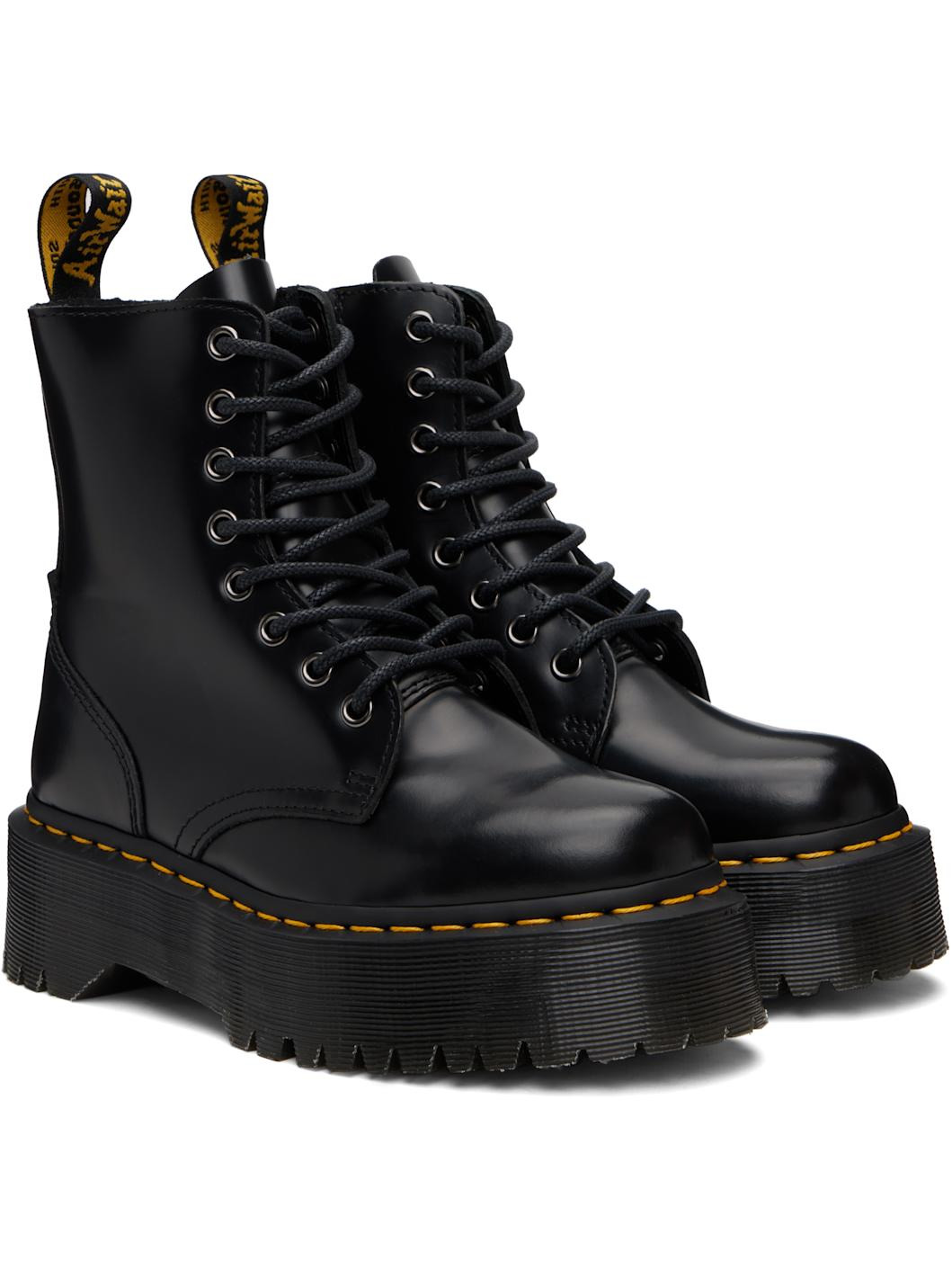 Black Jadon Boot Smooth Leather Platform Boots - 4