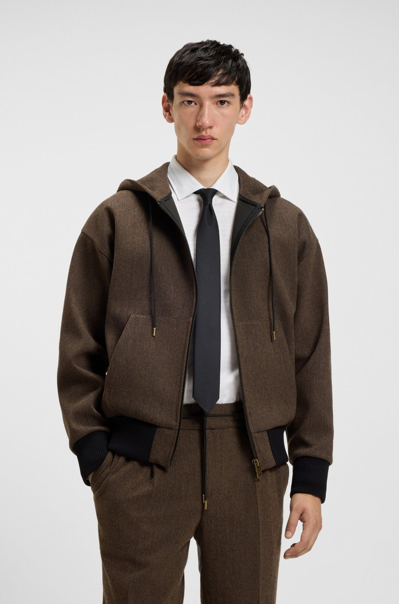MODERN-FIT HOODED JACKET IN HERRINGBONE CLOTH 2