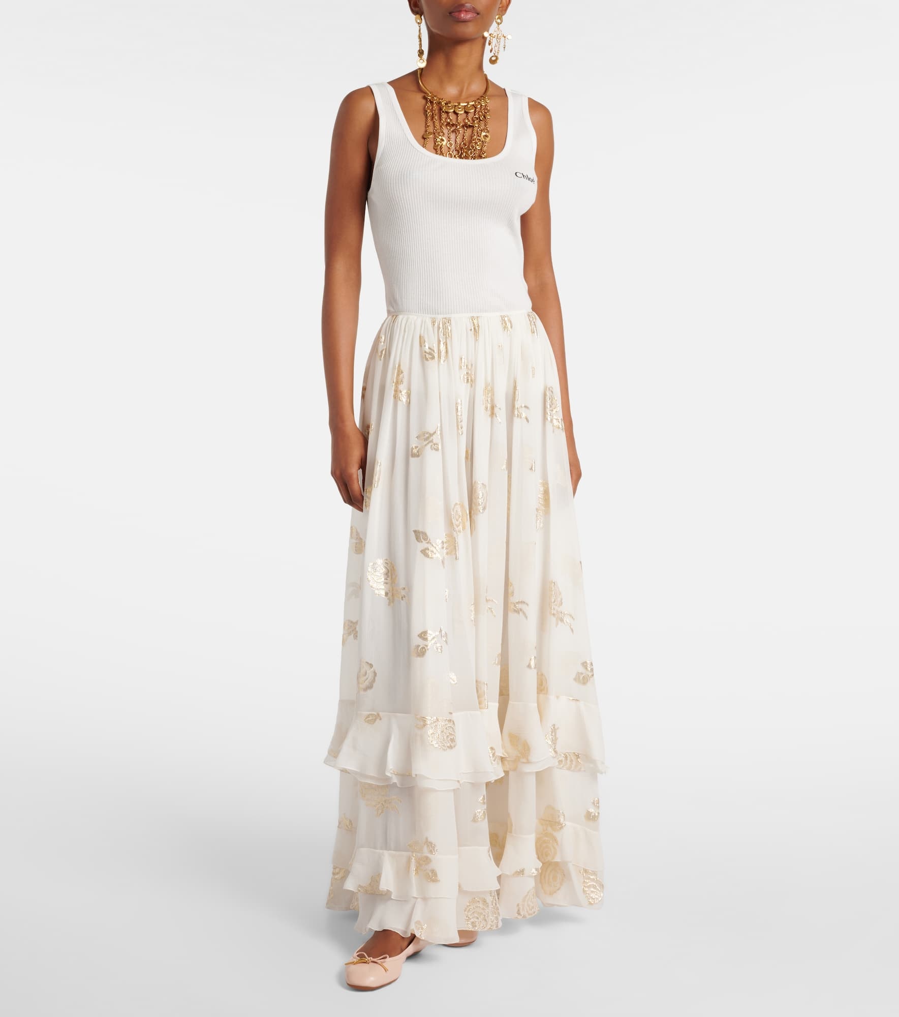 Floral jacquard muslin maxi skirt - 2