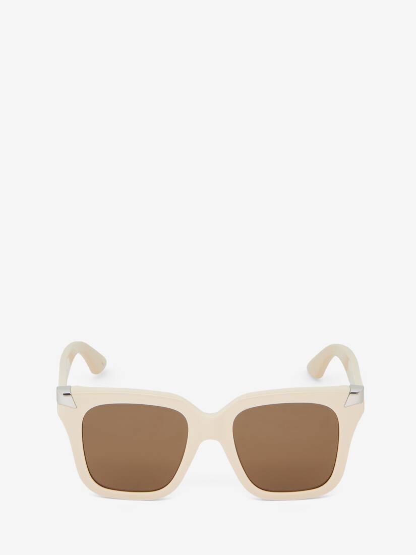 Women's Punk Rivet Oversize Sunglasses in Ivory - 1