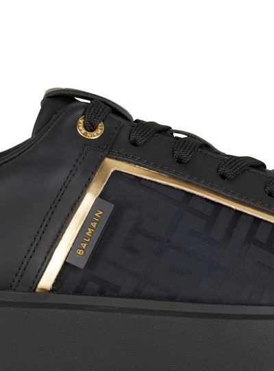 Balmain B-Court monogrammed nylon and leather trainers outlook