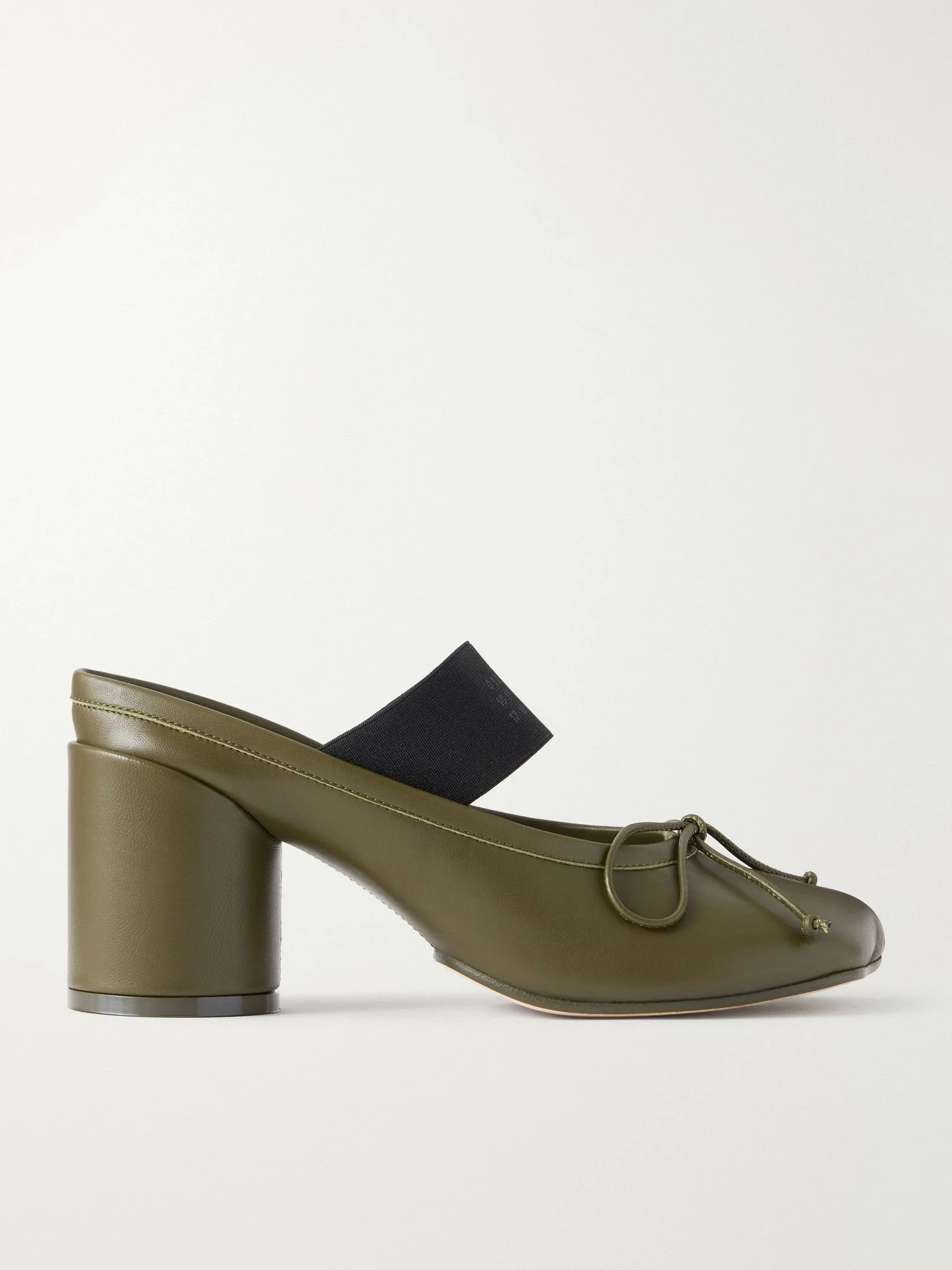 Bow-embellished leather pumps Army green - 1