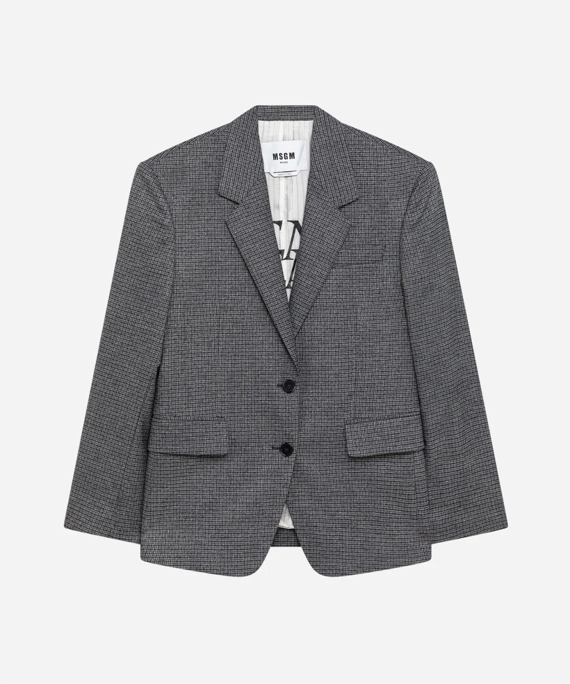 Single-breasted jacket with micro houndstooth pattern - 1