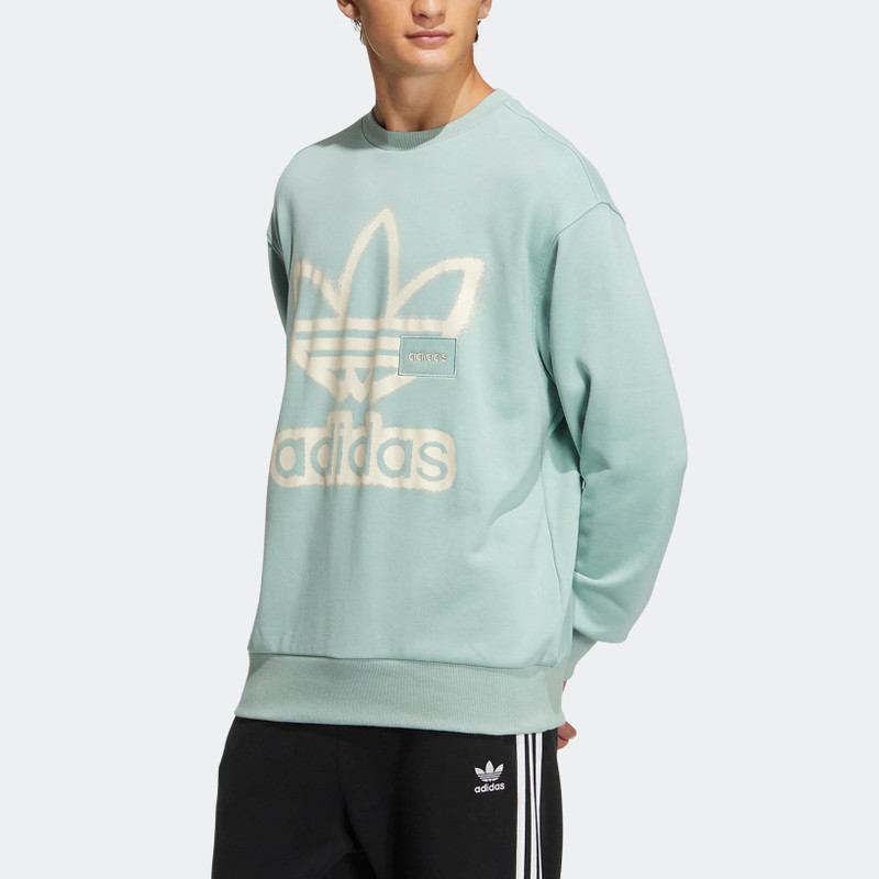 adidas adidas originals Adicolor Crew Chest Printing Round Neck Pullover Long Sleeves Blue HS1996 outlook