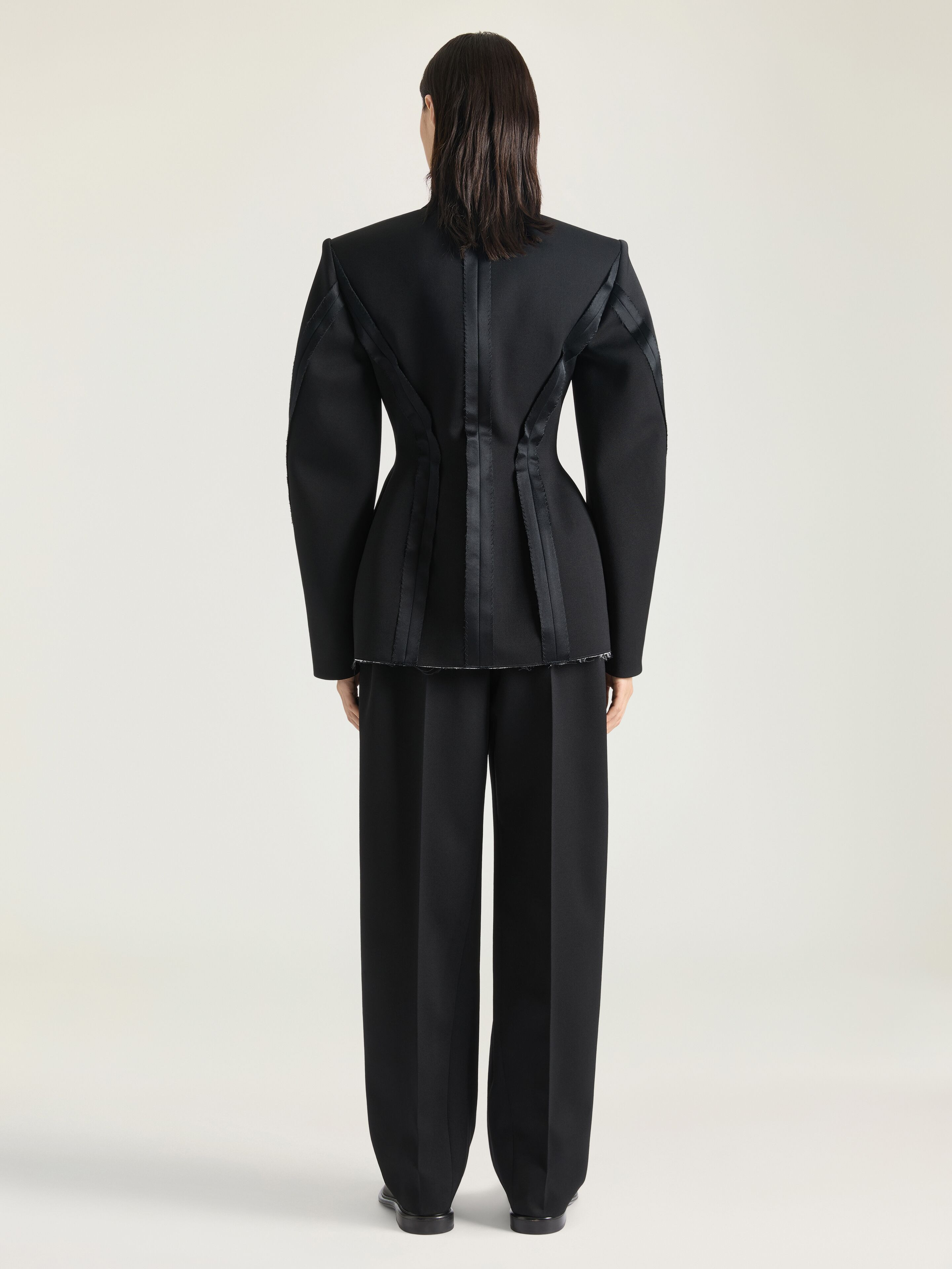 DOUBLE-BREASTED COCOON JACKET IN WOOL WITH INSIDE-OUT DETAIL - 3
