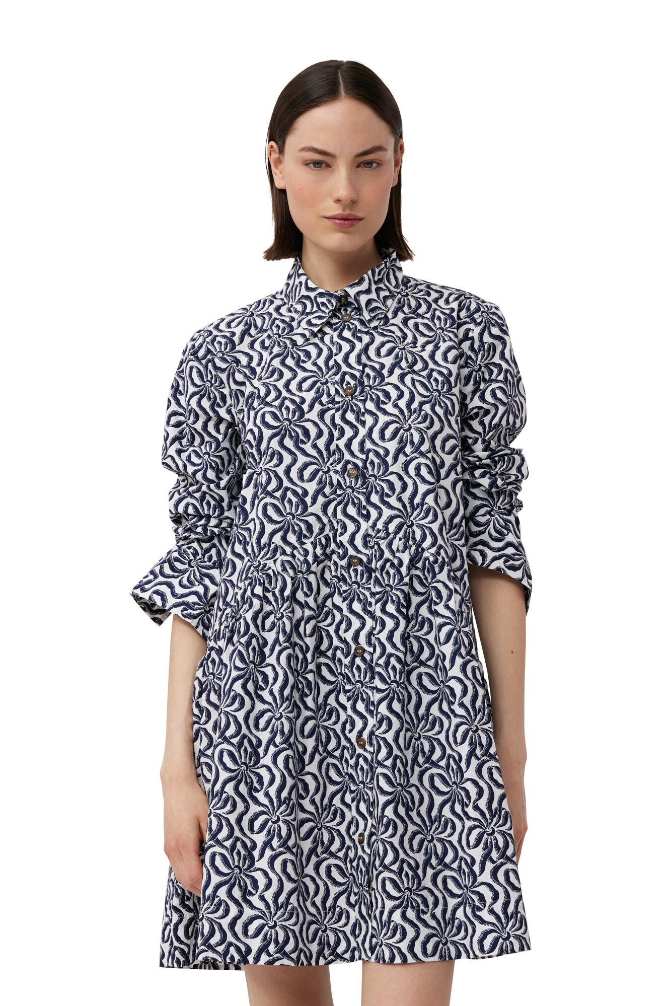 PRINTED COTTON POPLIN MINI SHIRT DRESS - 6