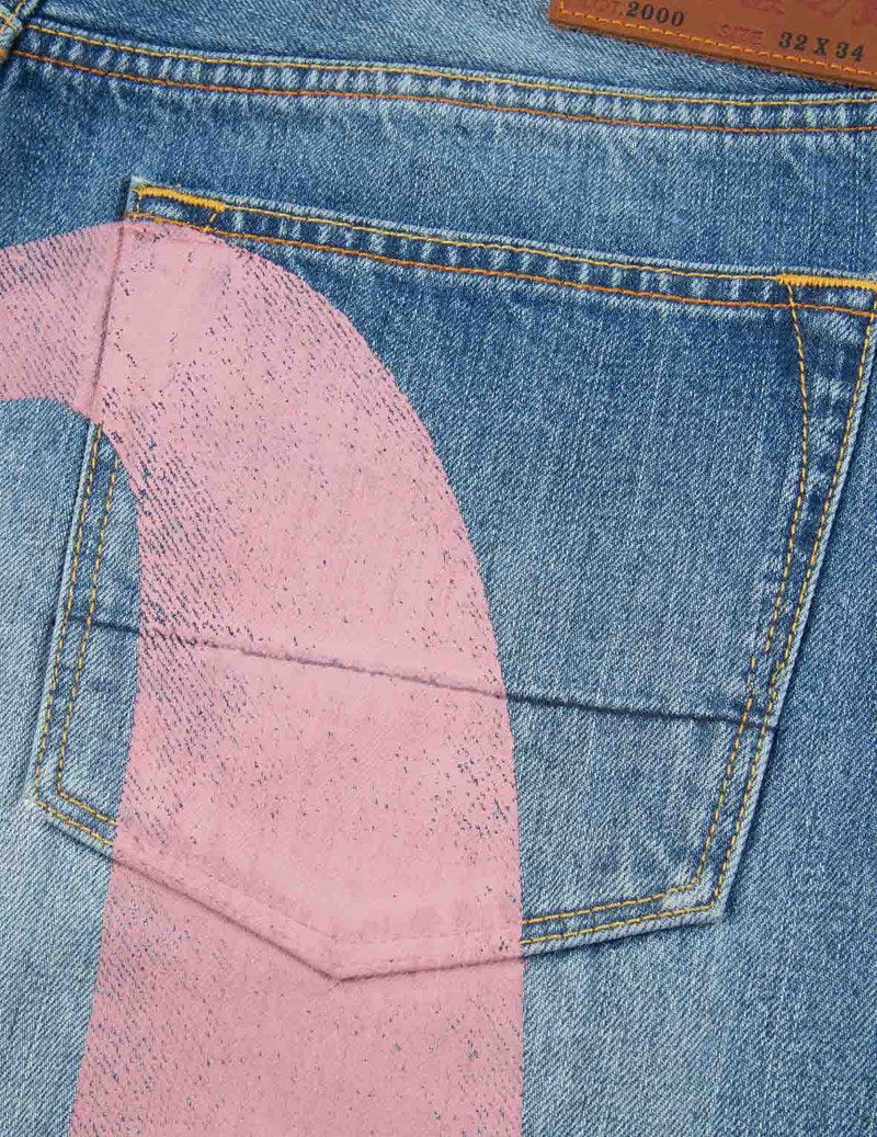 EVISU DAICOCK PRINT BAGGY-FIT JEANS #2000 - 2EAECM2JE99500CT
