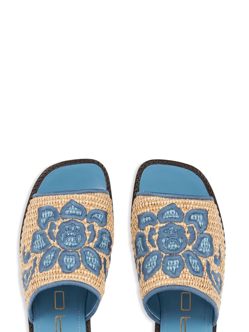 embroidered raffia slides - 3