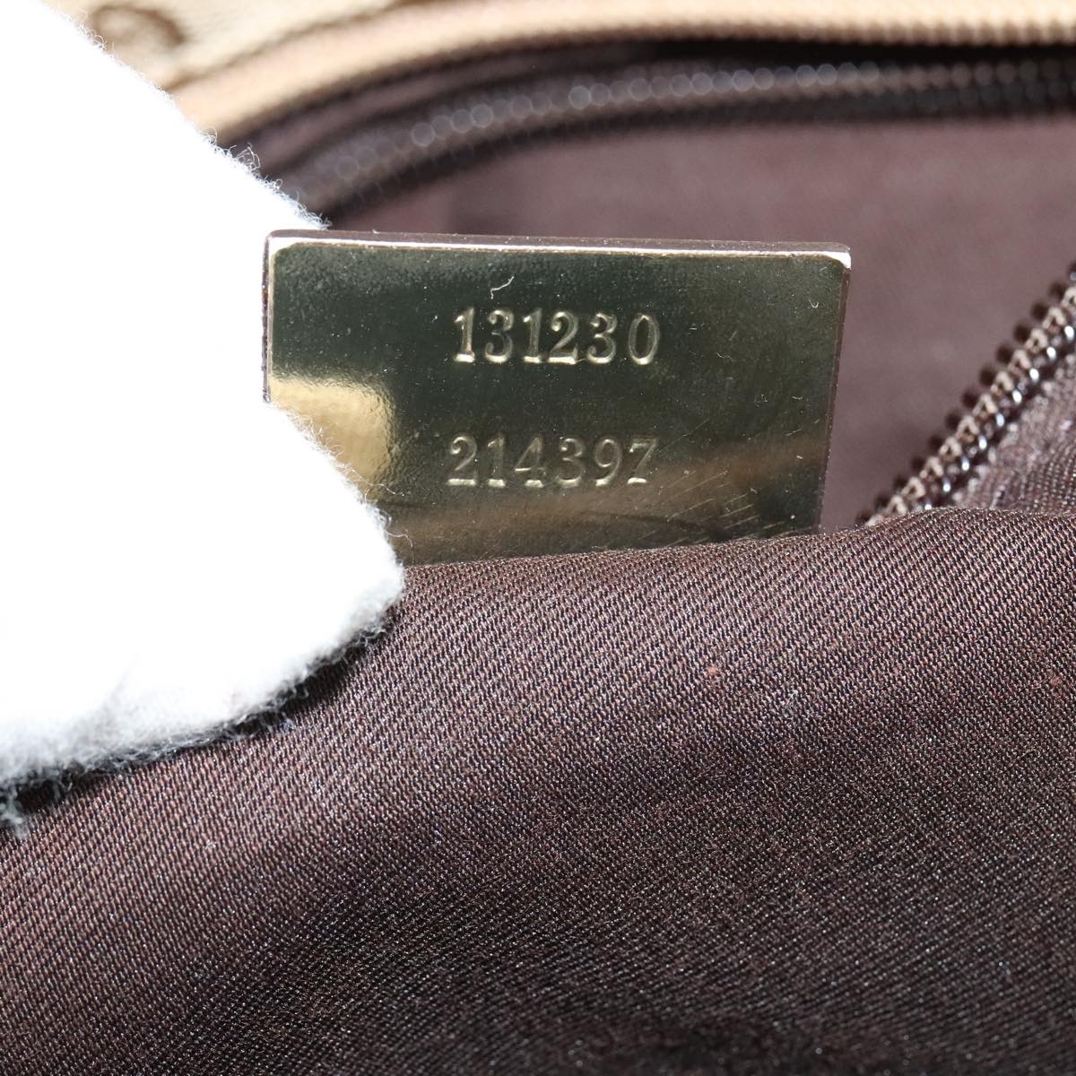 GUCCI GG Canvas Sherry Line Tote Bag Beige Gold Pink - 12