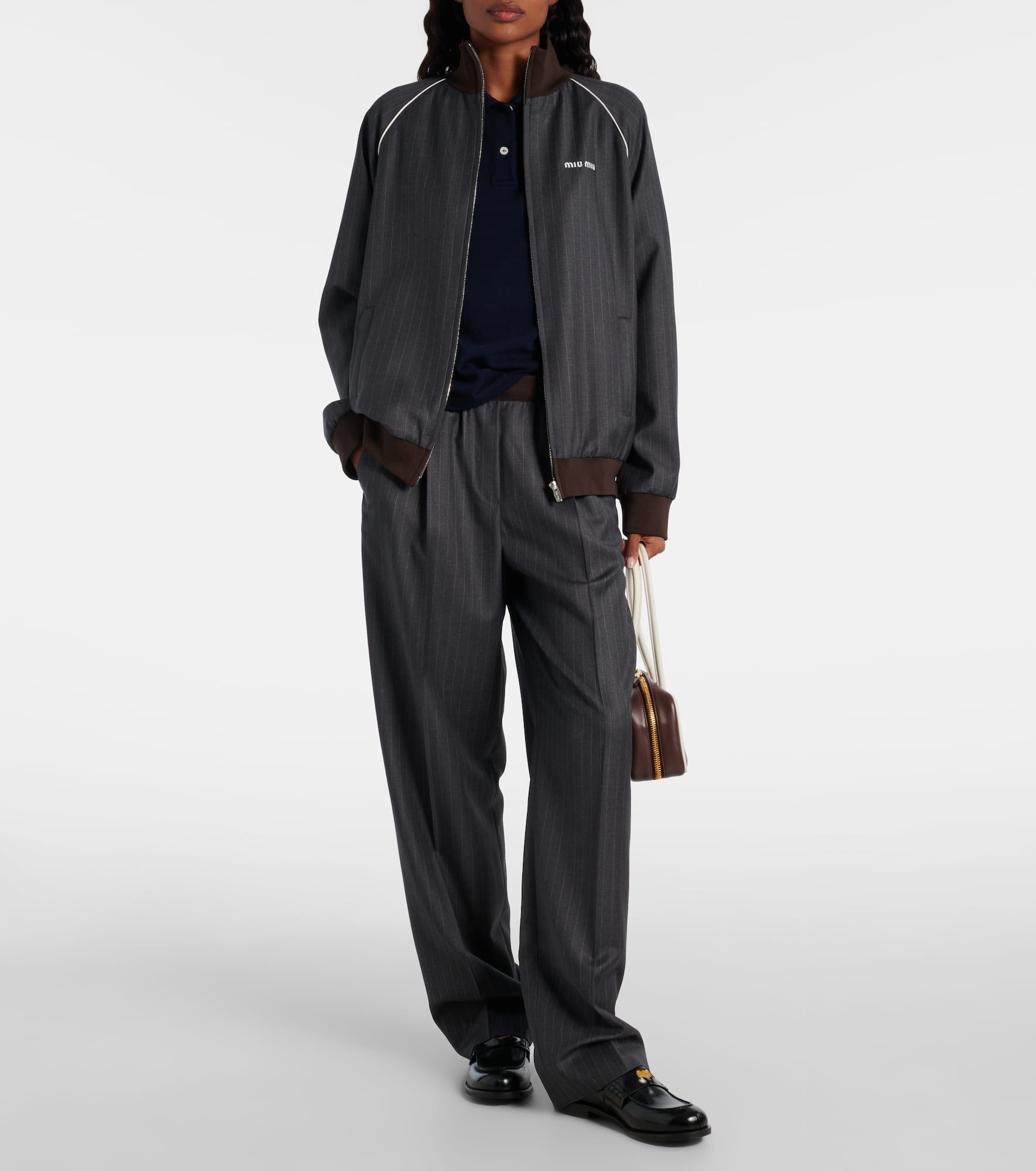 Pinstripe virgin wool blouson - 2