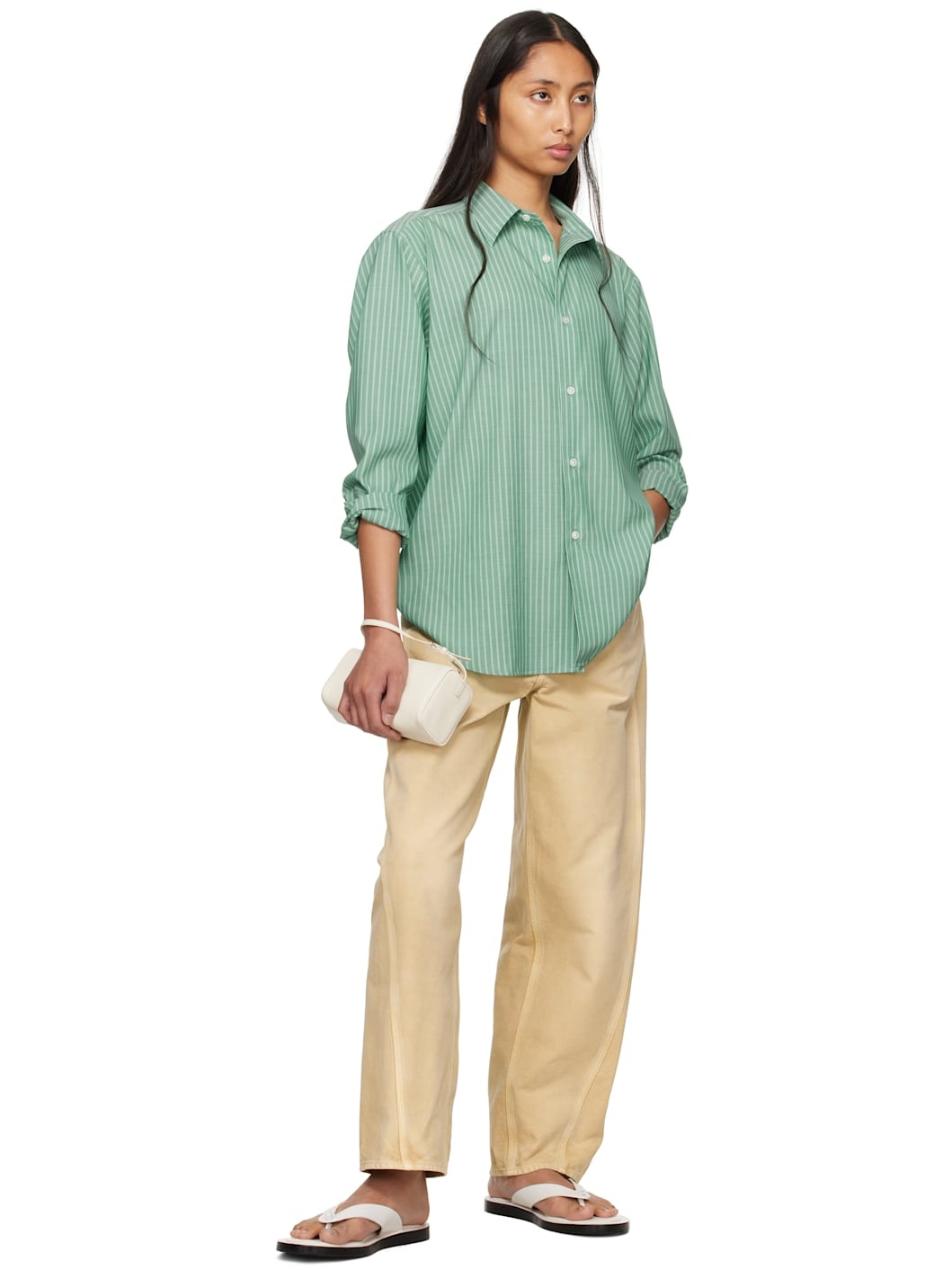 Beige Organic Cotton Duck Trousers - 4
