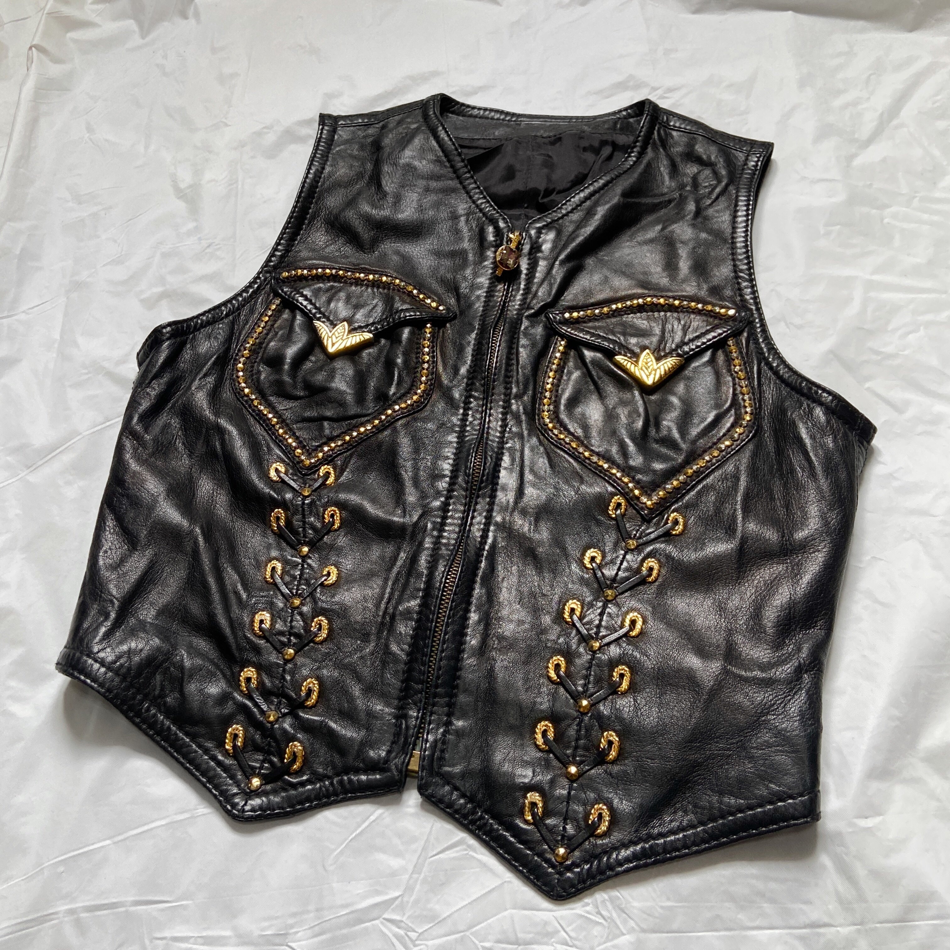 Gianni Versace Spring 1993 Western Lambskin Leather Gold Embellished Vest 40 1992 - 6