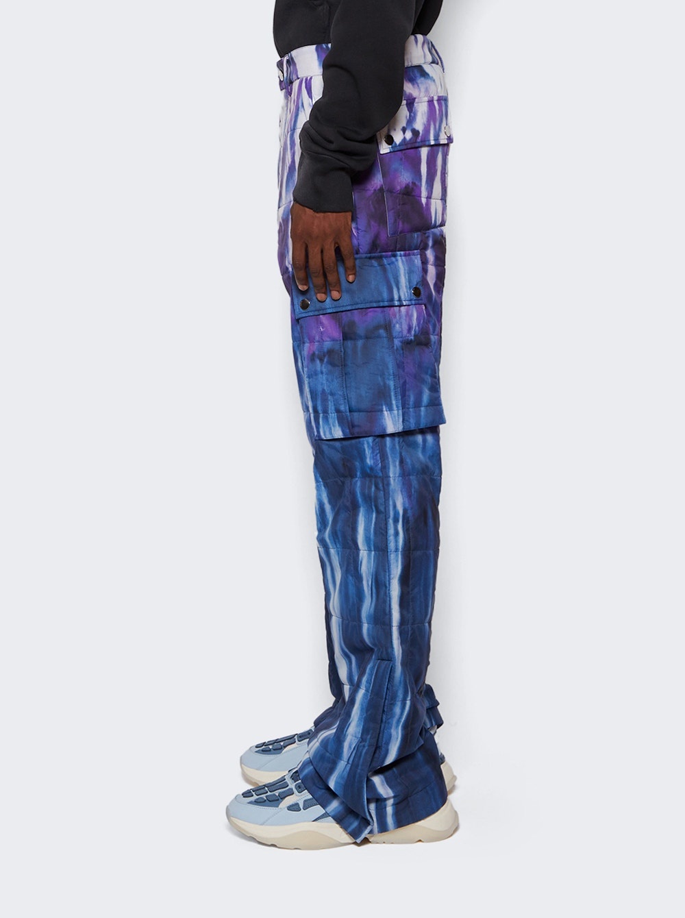 Tie Dye Quilted Cargo Flare Pant Purple - 4