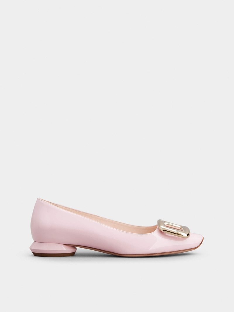 Viv' Choc Metal Buckle Ballerinas in Patent Leather 1