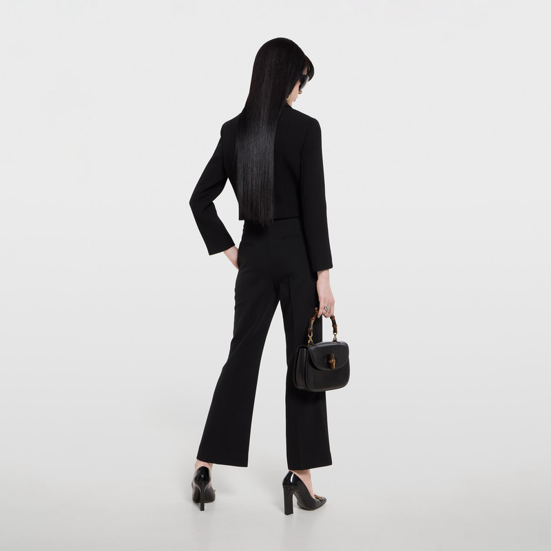 Crêpe wool pants with Double G button 4