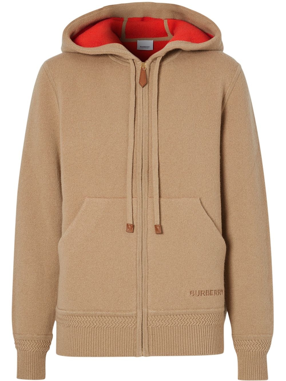 embroidered-logo cashmere hoodie - 1