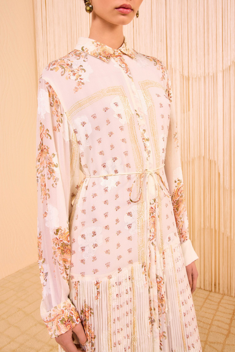 ULLA JOHNSON Emilie Drop Waist Long Sleeve Shirt Dress outlook