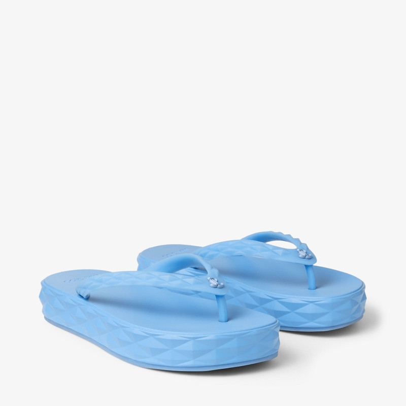 Diamond Flip Flop Dusty Blue Rubber Flats 2