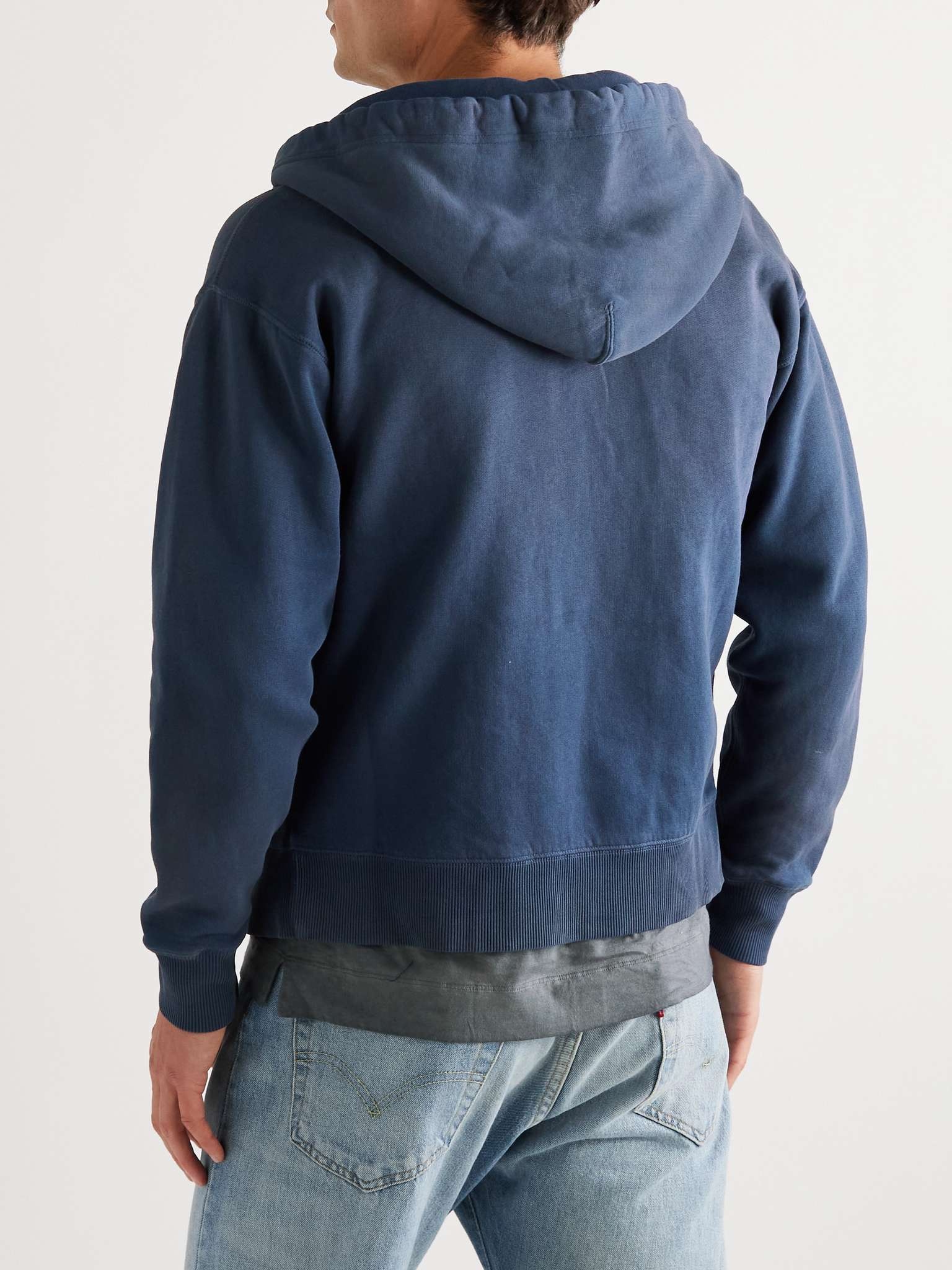 Washed Cotton-Blend Jersey Zip-Up Hoodie - 4