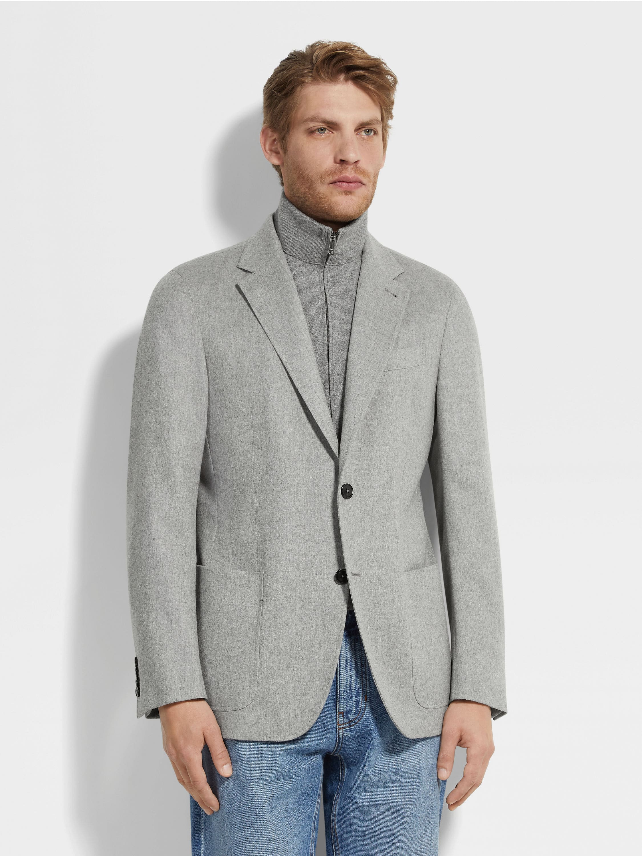GREY MÉLANGE OASI CASHMERE JACKET - 4
