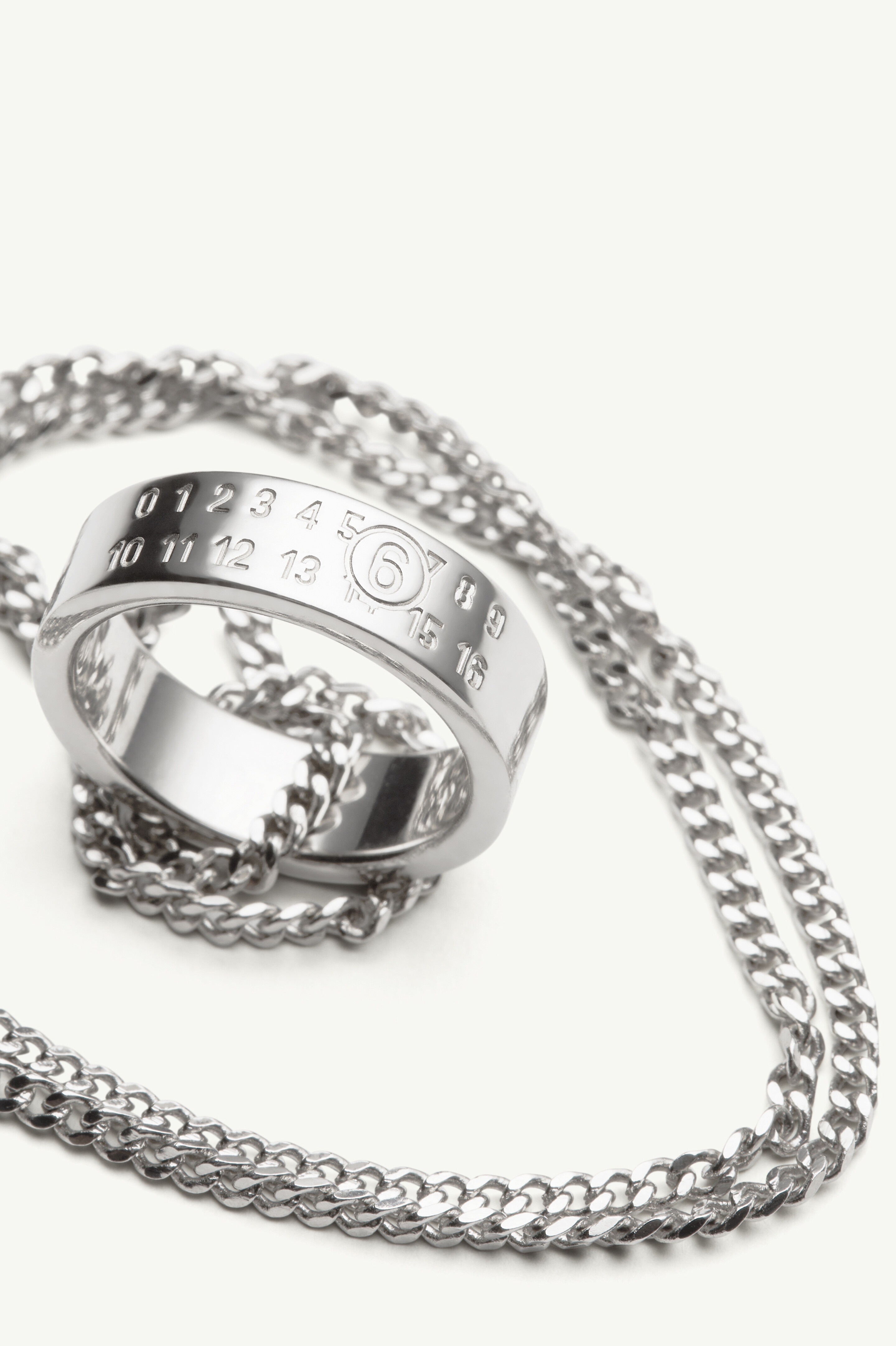Numeric Minimal Signature Pendant Ring Necklace - 2