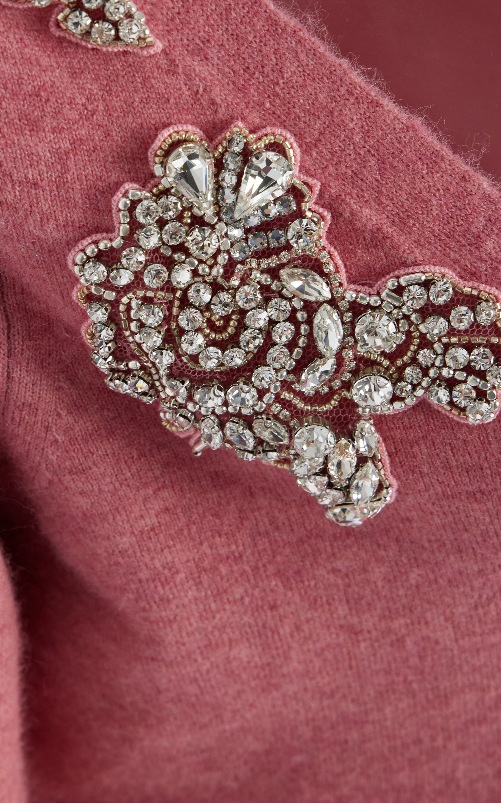 Cropped Embroidered Knit Cardigan pink - 6
