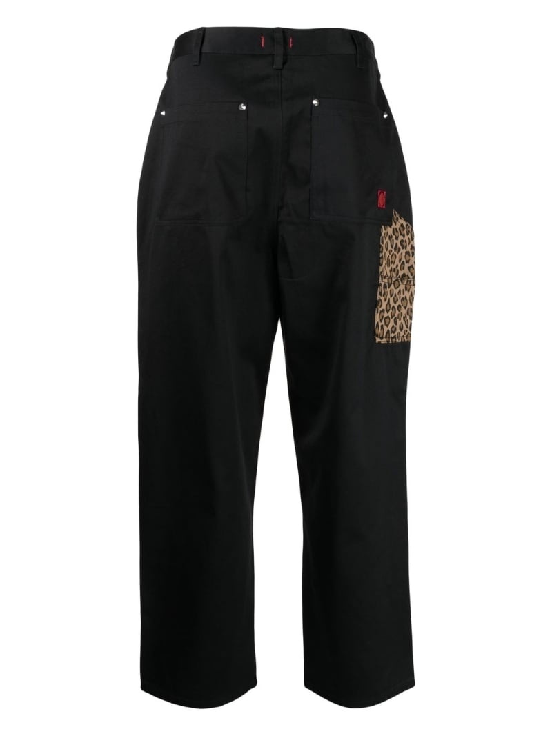 Carpenter leopard-print trim trousers - 2