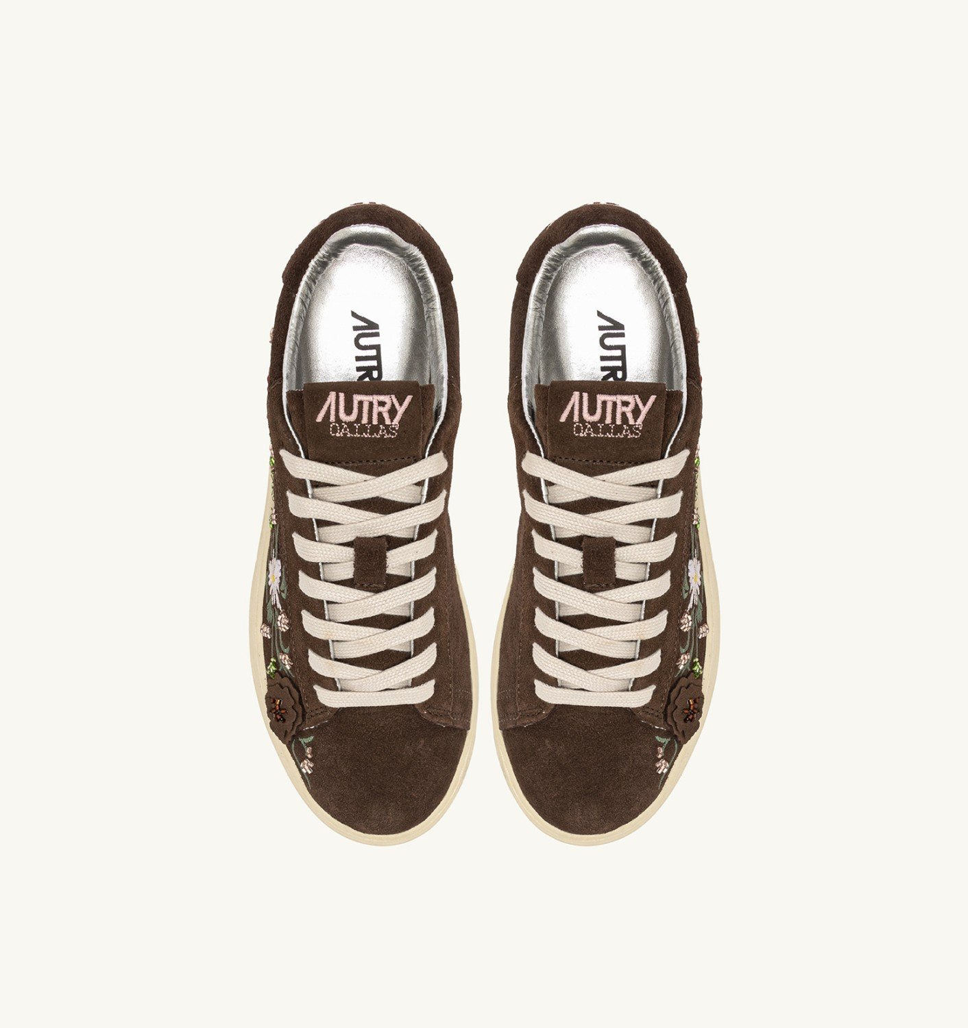 DALLAS LOW 'FLORAL' SNEAKERS IN BROWN SUEDE - 5