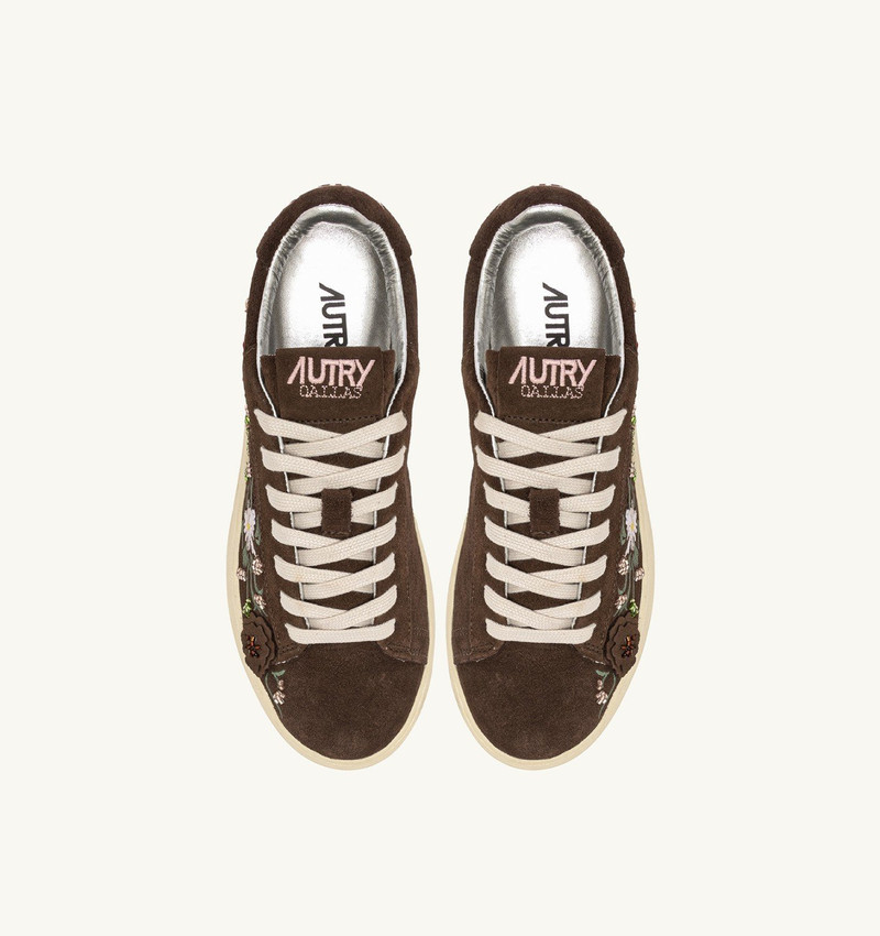 DALLAS LOW 'FLORAL' SNEAKERS IN BROWN SUEDE 5