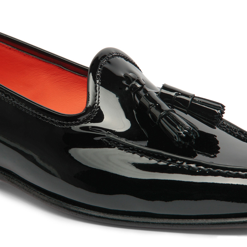 Women’s black patent leather Andrea tassel loafer 5
