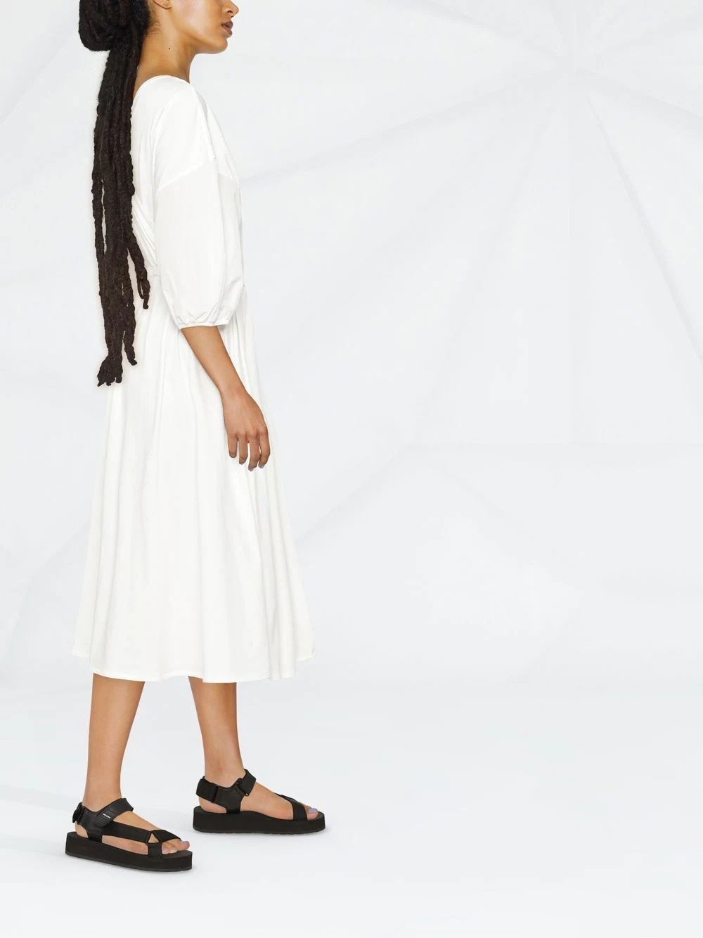 belted cotton midi dress - 3