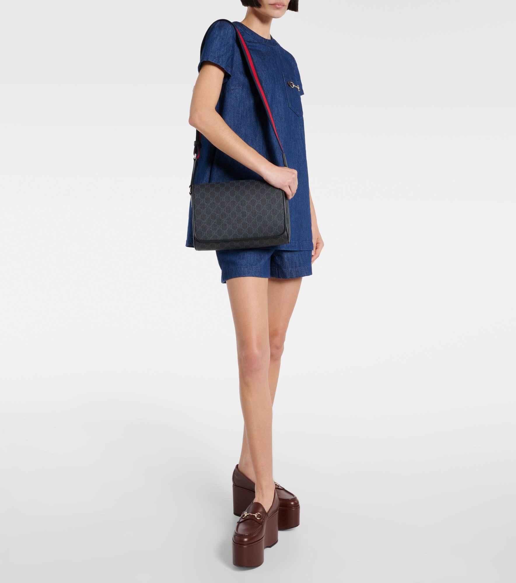 Leather-trimmed GG canvas crossbody bag - 6