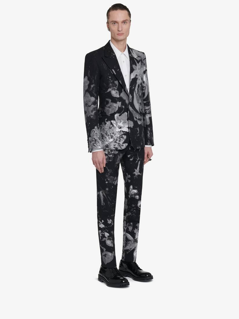 Men's Wax Flower Single-breasted Jacket in Black/silver - 4