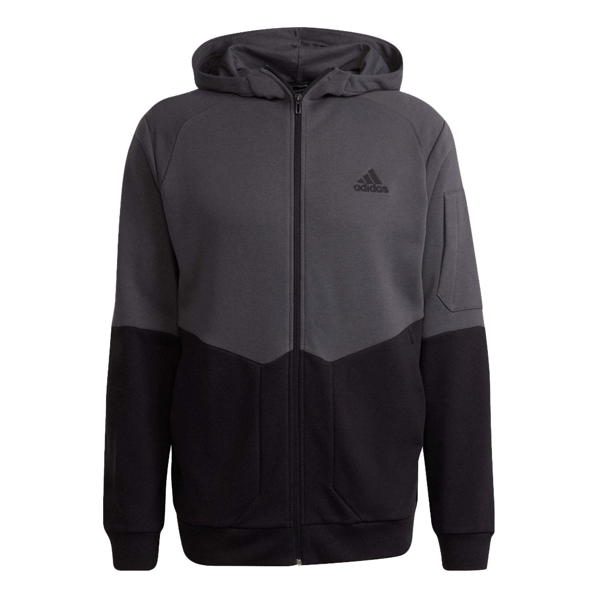 adidas Essentials4Gameday Full-Zip Hoodie Jackets 'Grey Black' HE1807 - 1