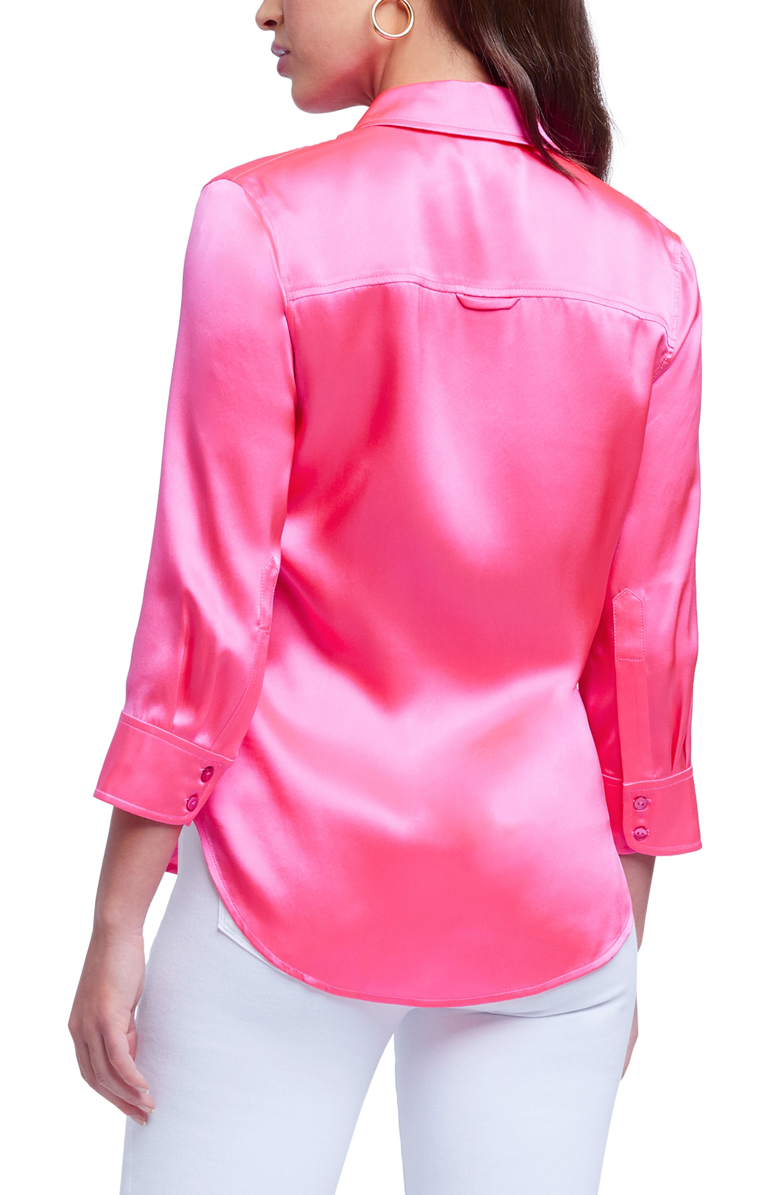 L'AGENCE Dani Silk Charmeuse Blouse in Ros at Nordstrom - 2