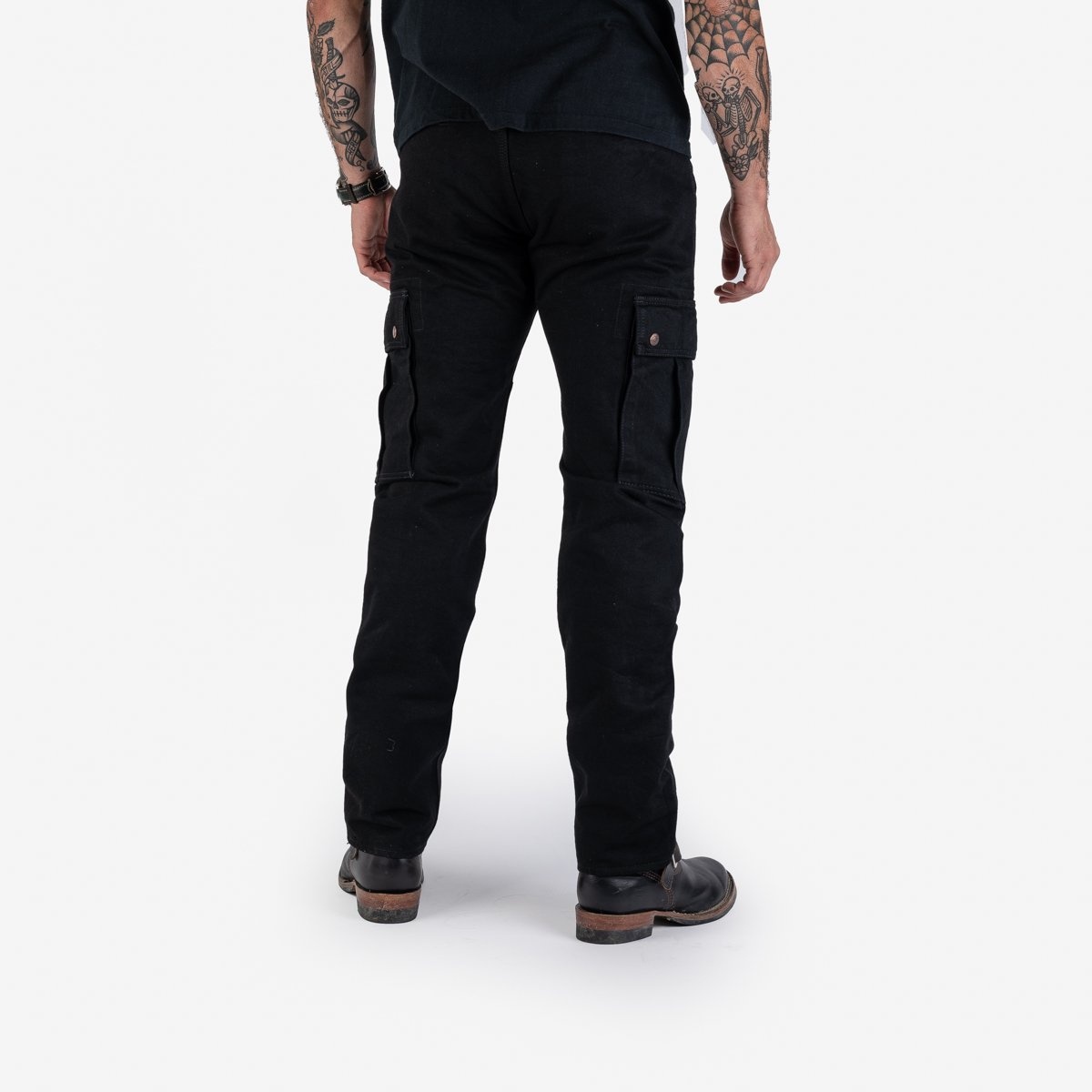 IHDR-502bb 14oz Selvedge Denim Cargo Pants - Black/Black - 3