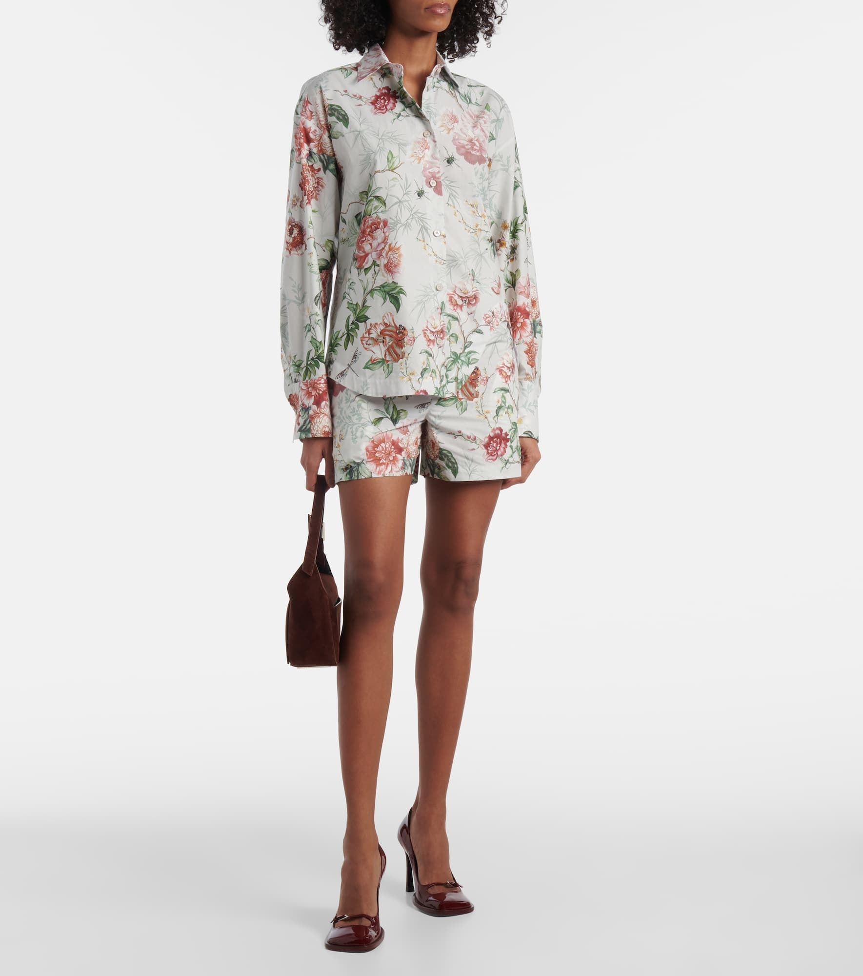 Floral cotton poplin shorts - 2