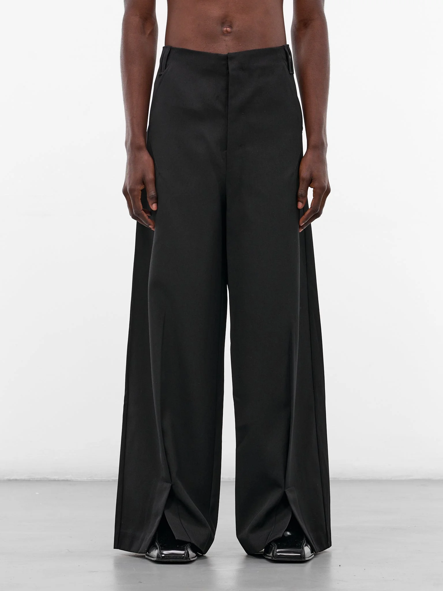 Kevin Black Wool Slit Trousers - 1