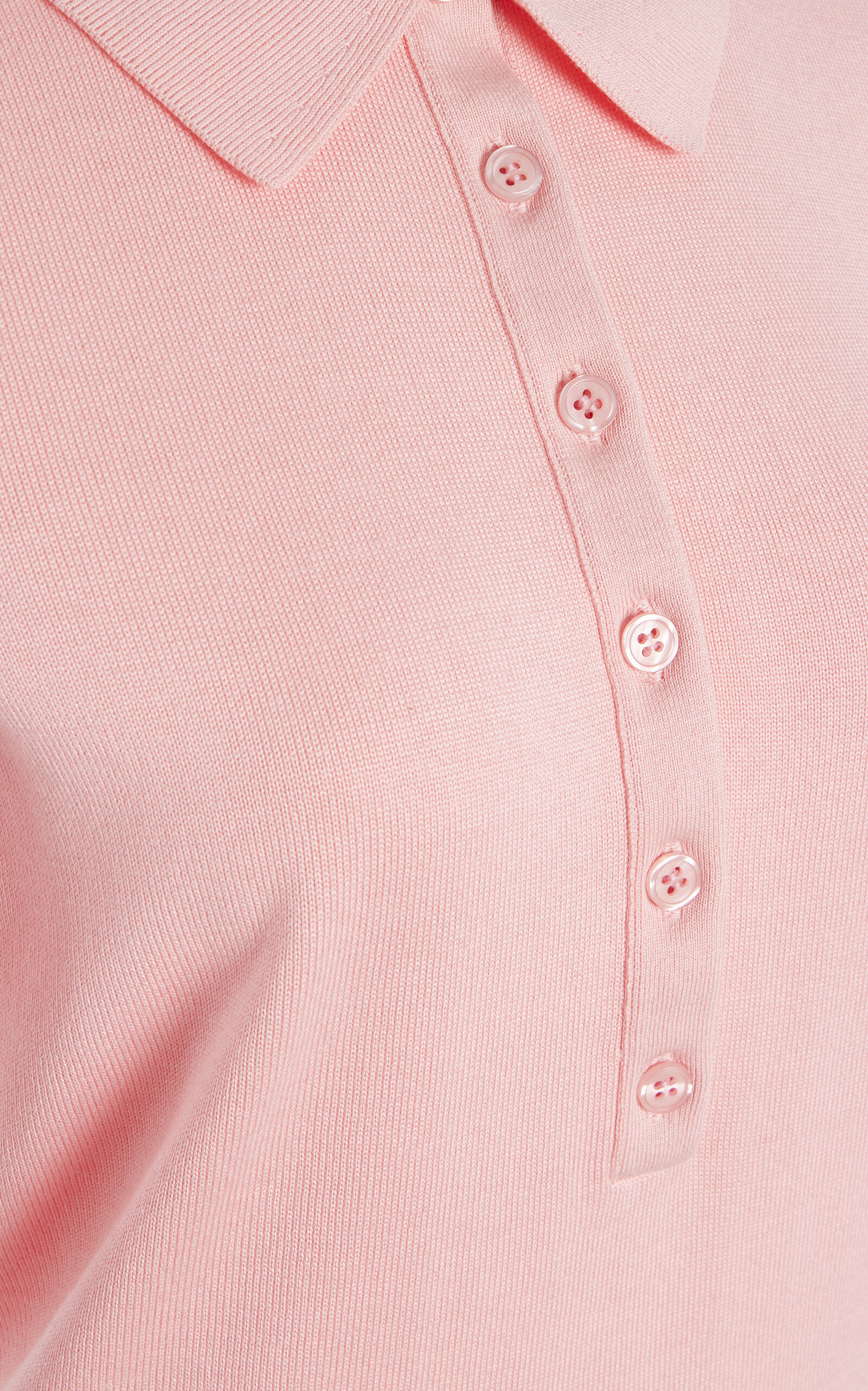Silk-Cotton Knit Polo Top pink - 6