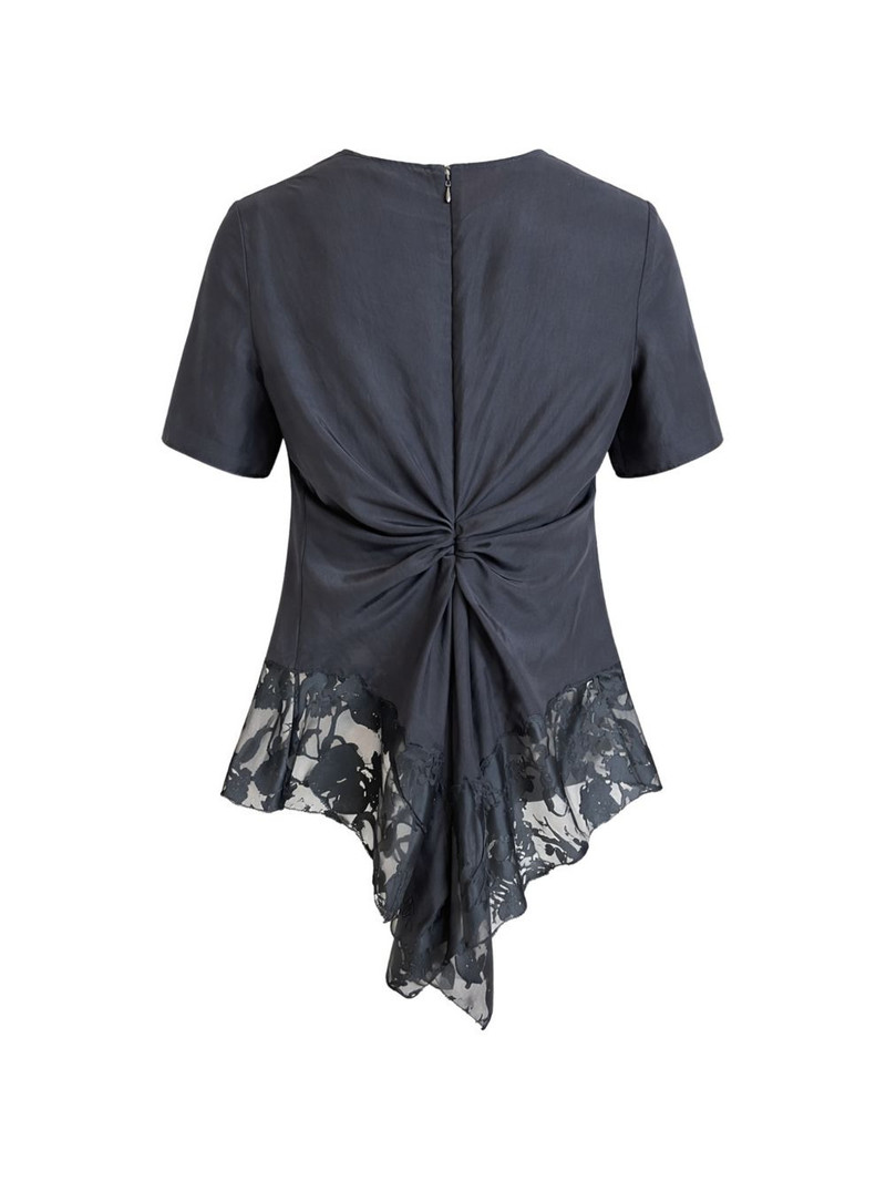 Alexander McQueen lace short-sleeved blouse outlook