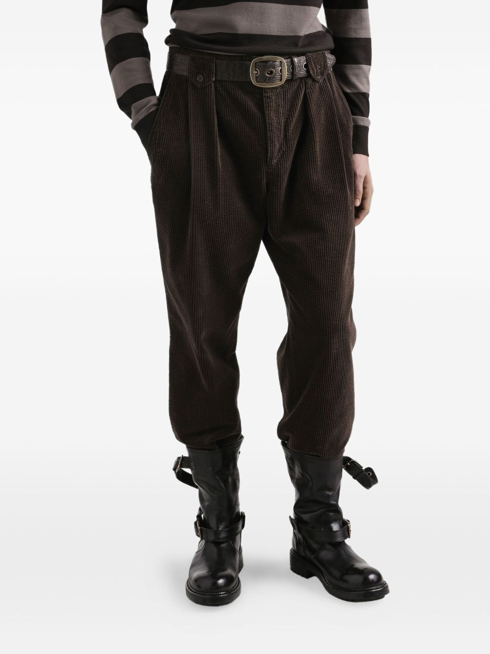 pleated corduroy regular trousers - 4